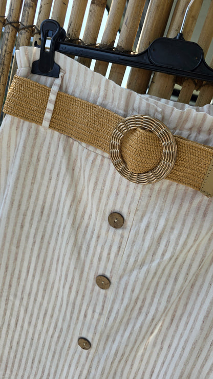 Kikki skjørt med striper beige