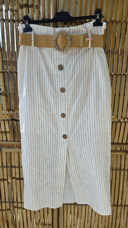 Kikki skjørt med striper beige