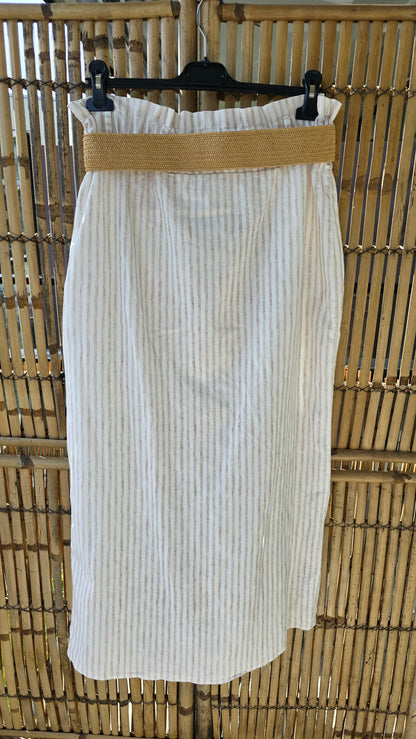 Kikki skjørt med striper beige