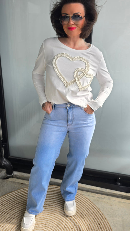 Anna jeans straight denim blå