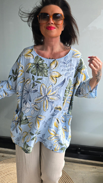 Brenda bluse med lommer blå