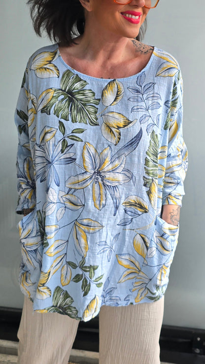 Brenda bluse med lommer blå