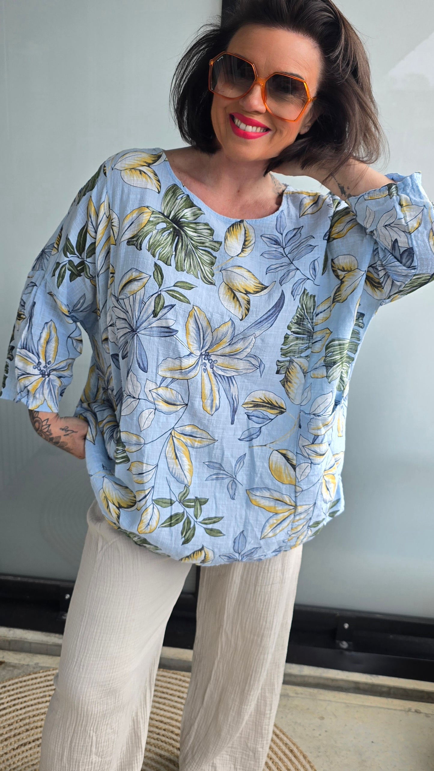 Brenda bluse med lommer blå