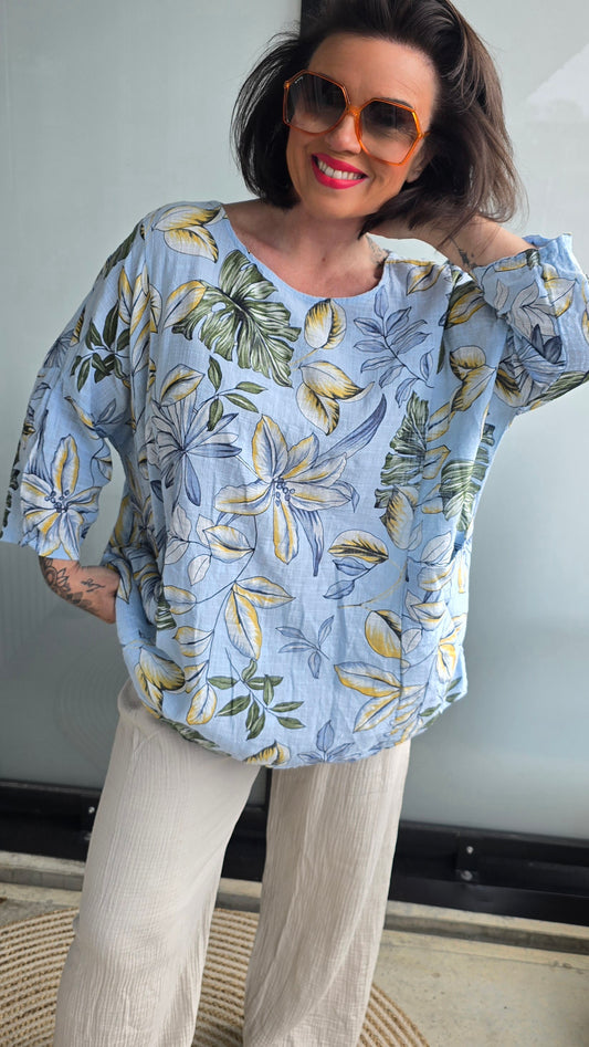 Brenda bluse med lommer blå