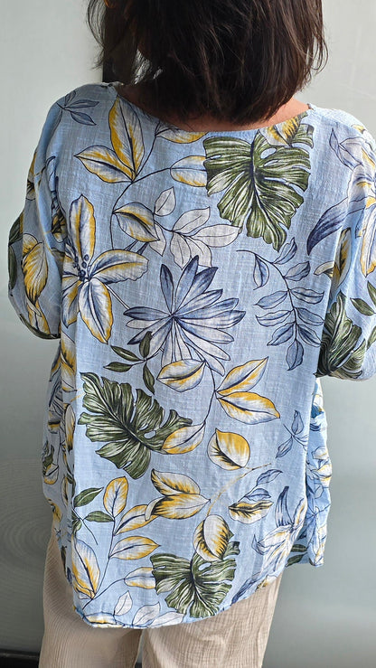 Brenda bluse med lommer blå