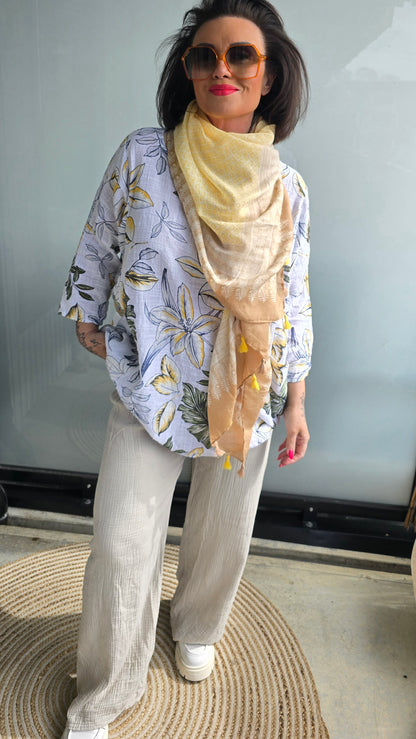 Brenda bluse med lommer hvit