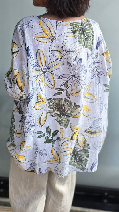 Brenda bluse med lommer hvit