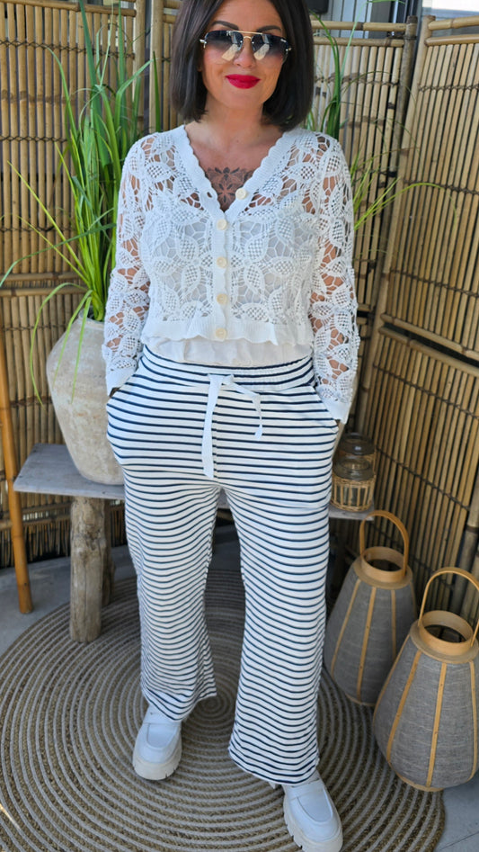 Joline bukse med striper navy