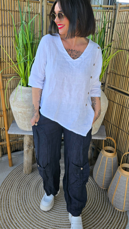 Jennifer linbluse hvit