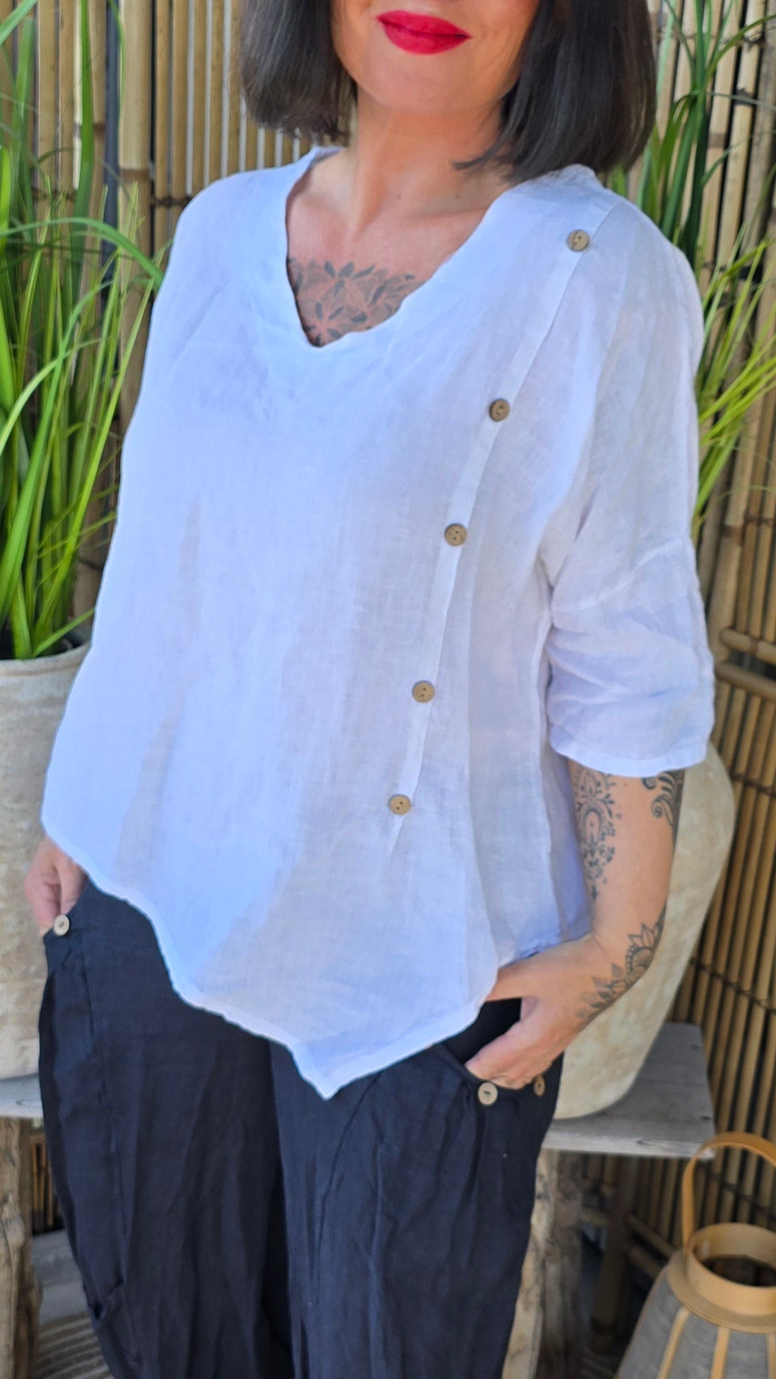 Jennifer linbluse hvit