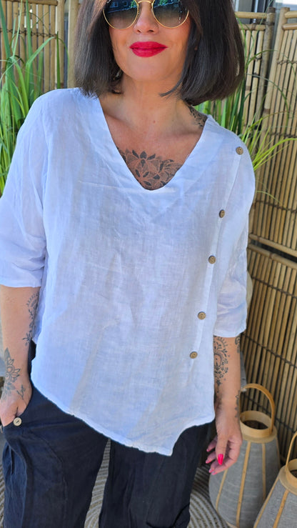 Jennifer linbluse hvit