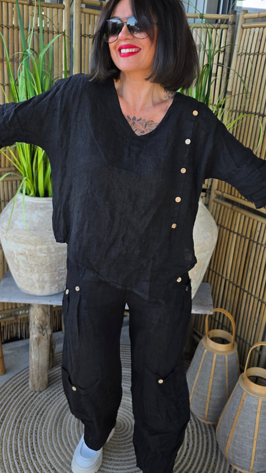 Jennifer linbluse sort