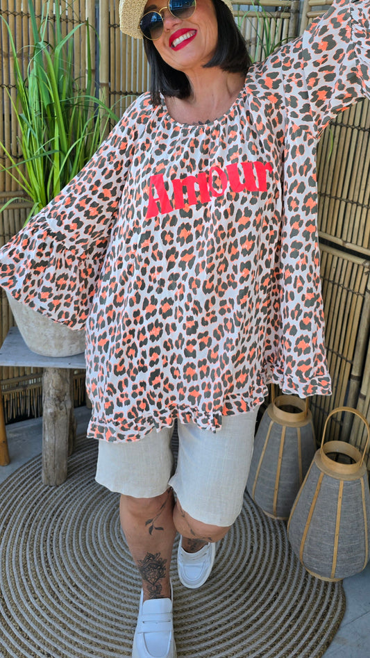 Ina leo bluse orange