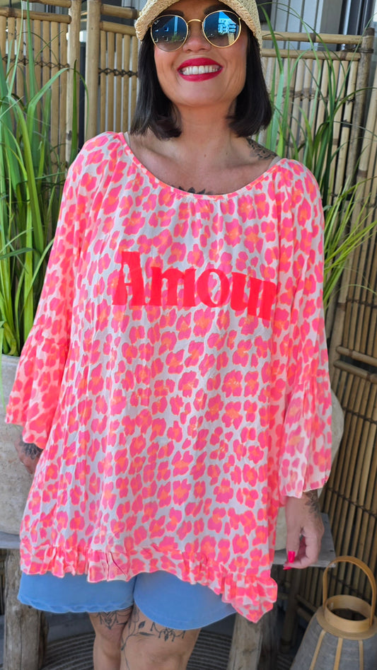 Ina leo bluse rosa