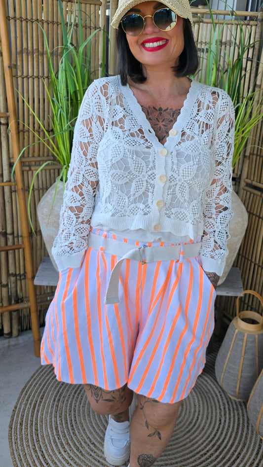 Haley shorts med striper i orange