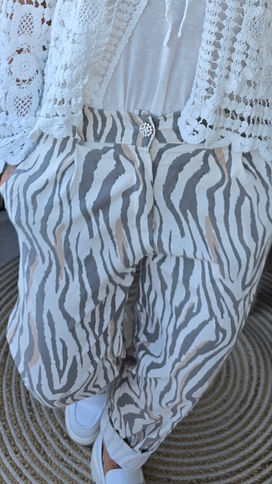 Hanne zebra bukse beige