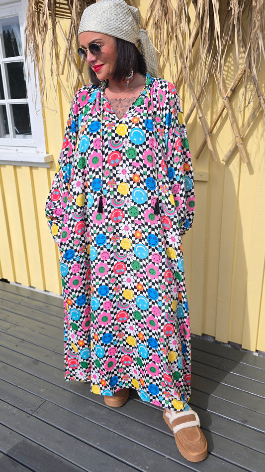 Smiley kjole multicolor
