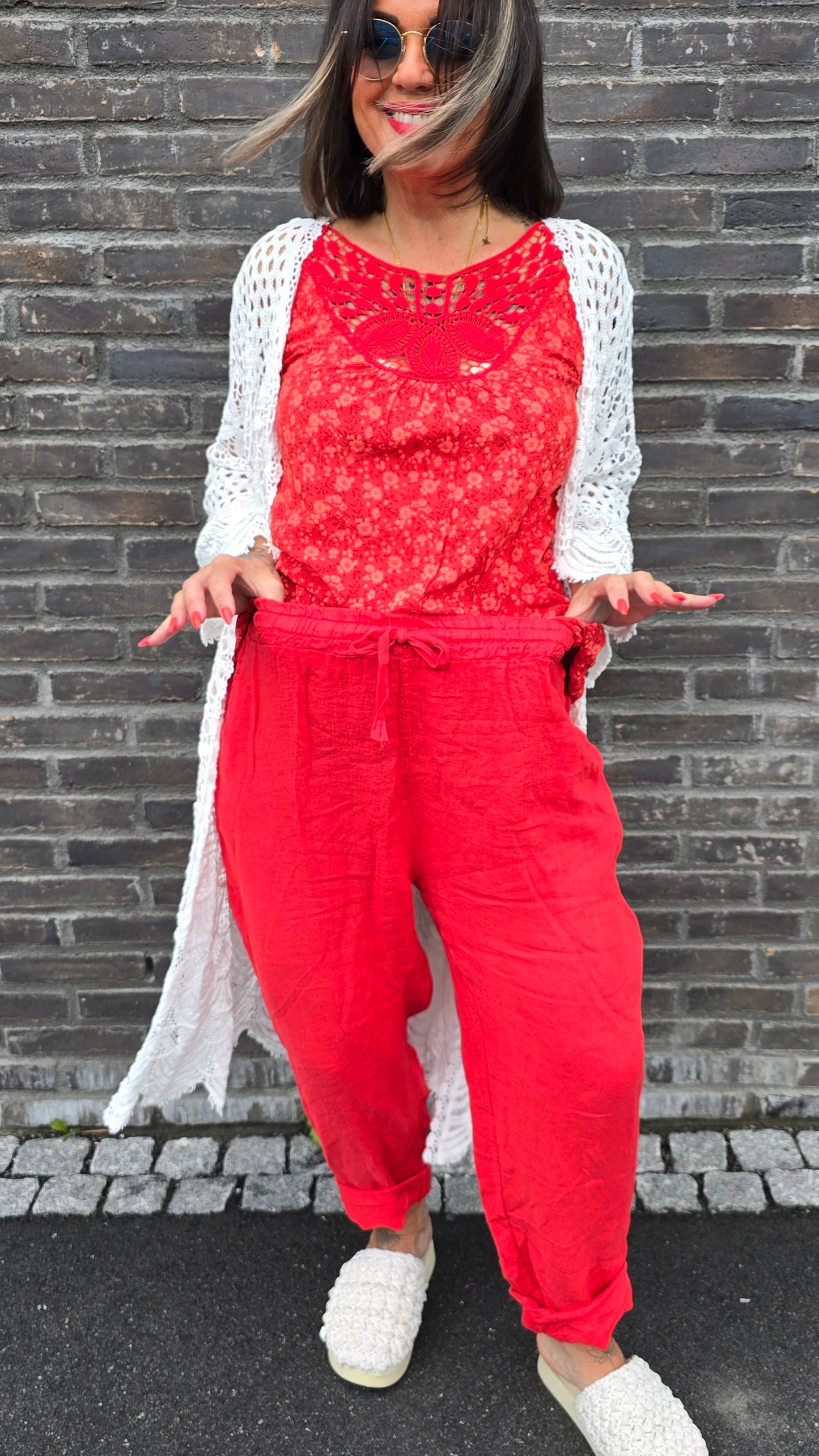 Reidun lin bukse rød