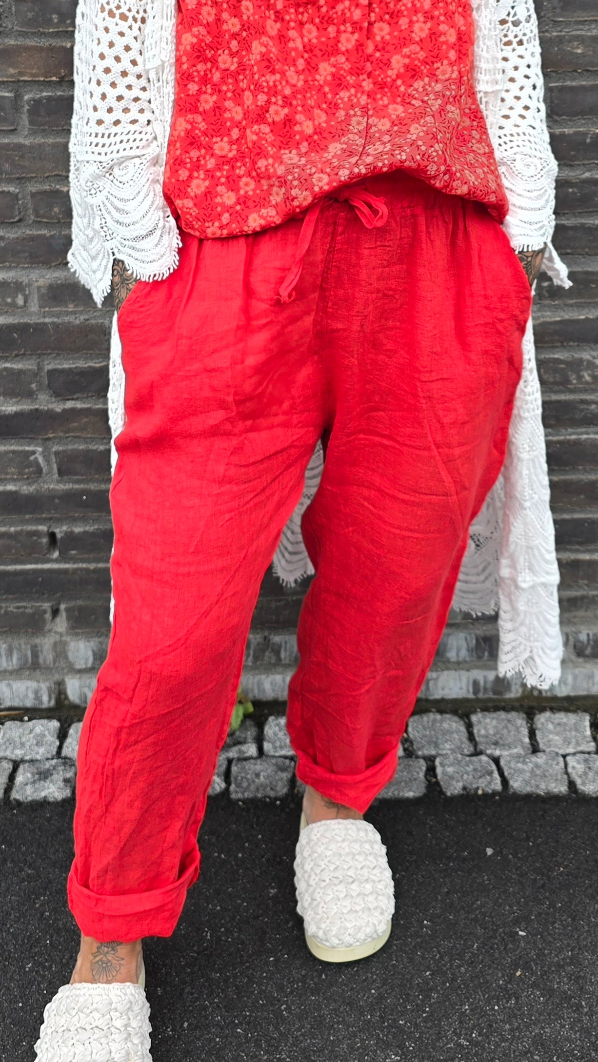 Reidun lin bukse rød