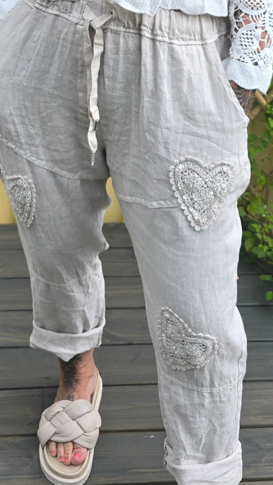Julia lin bukse beige