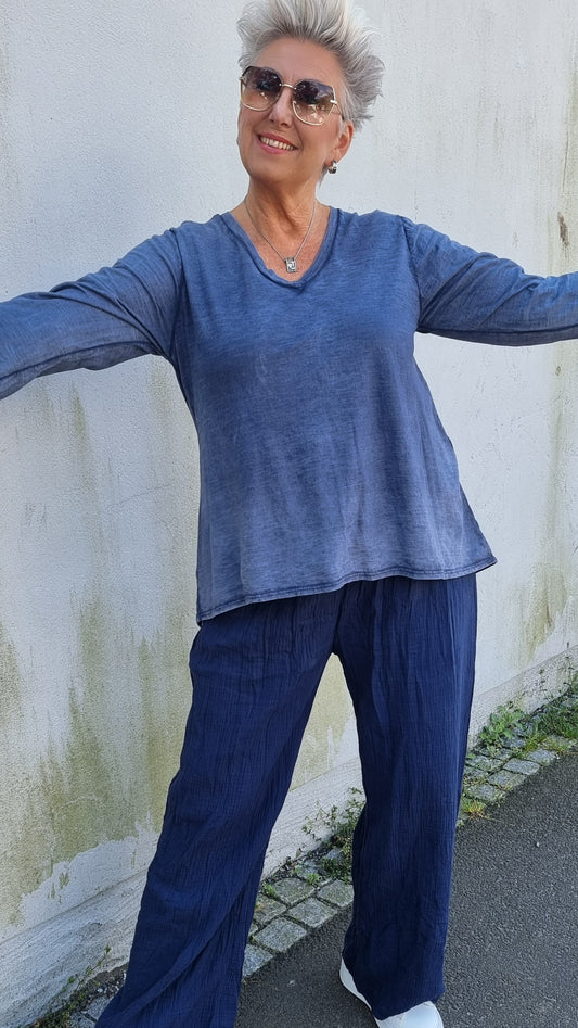 Stina topp fadet blå