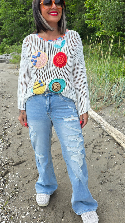 Linda jeans med revet detaljer