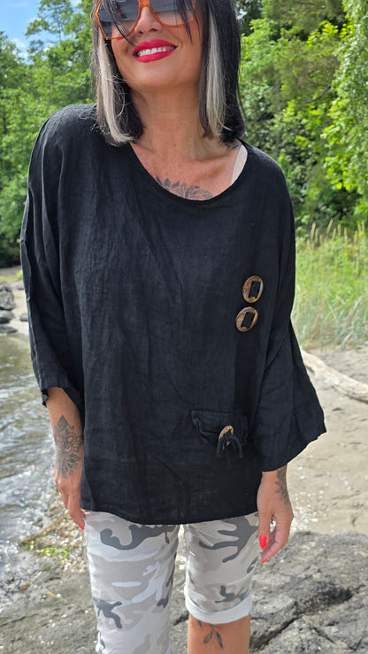 Cassandra linbluse svart