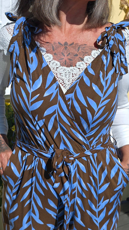 Vicky jumpsuit blå og brun