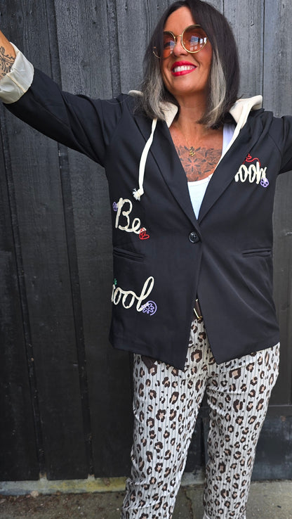 Nice hoodie blazer svart