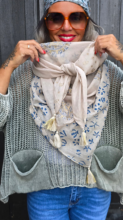 Eline bomulls skjerf beige