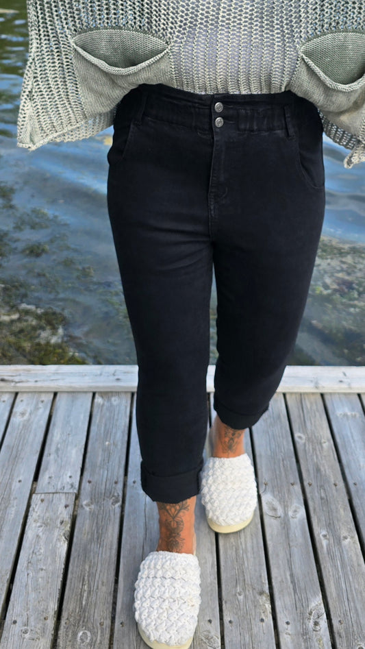 Tina jeans svart med strikk