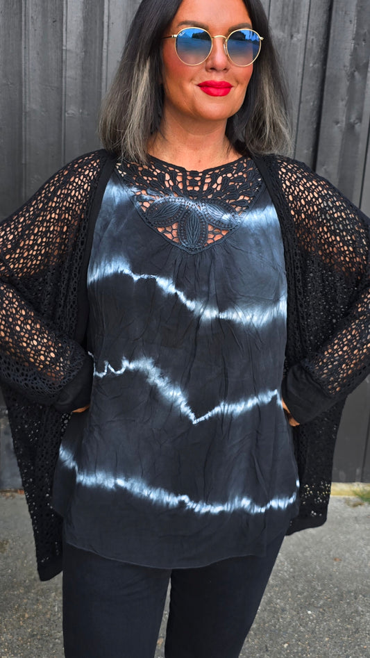 Nicky batikk topp svart