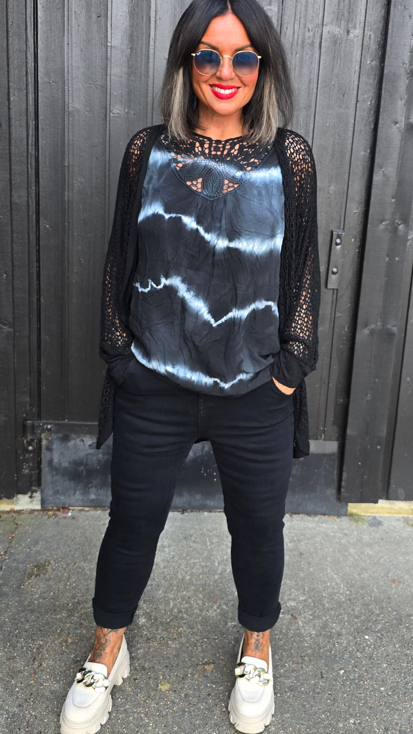 Nicky batikk topp svart