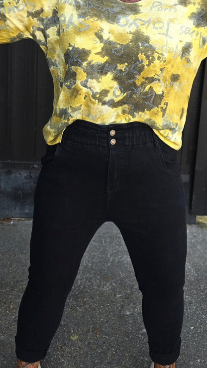 Tina jeans svart med strikk