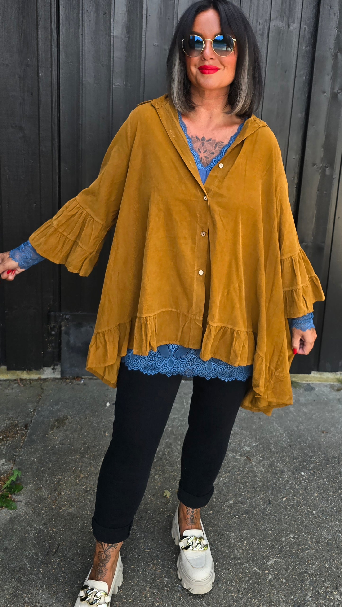 Stacy minicord skjorte mustard