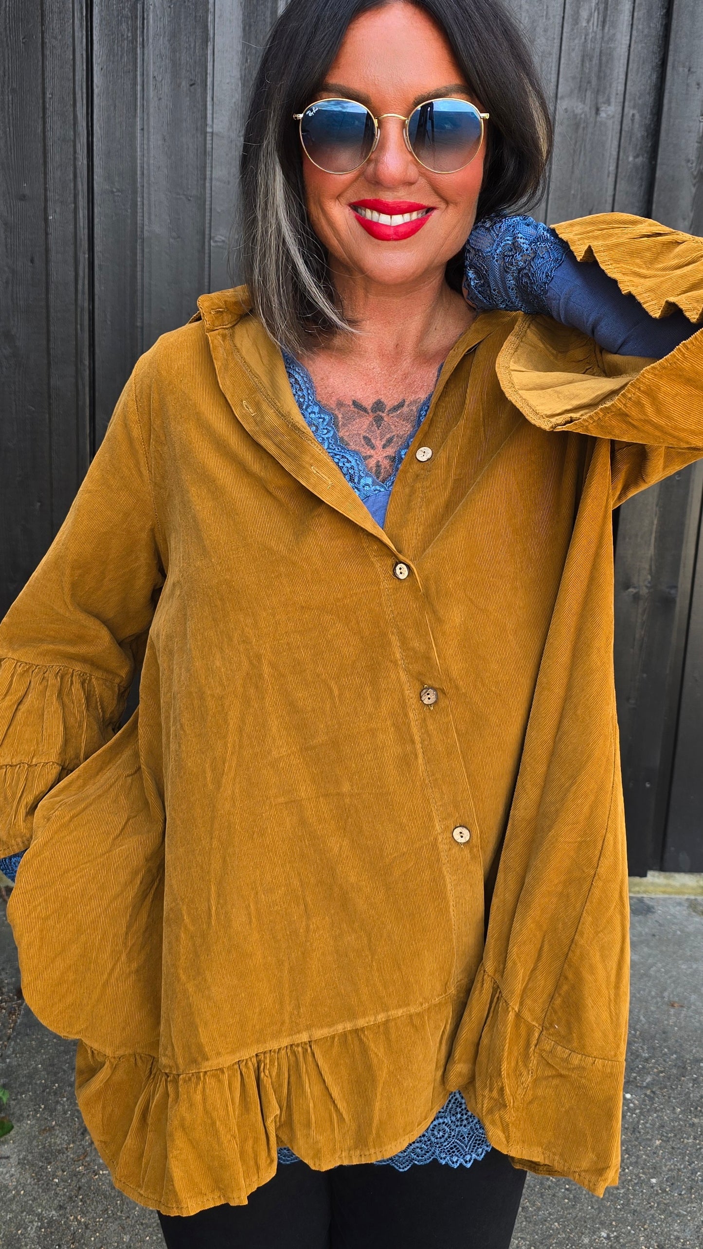Stacy minicord skjorte mustard