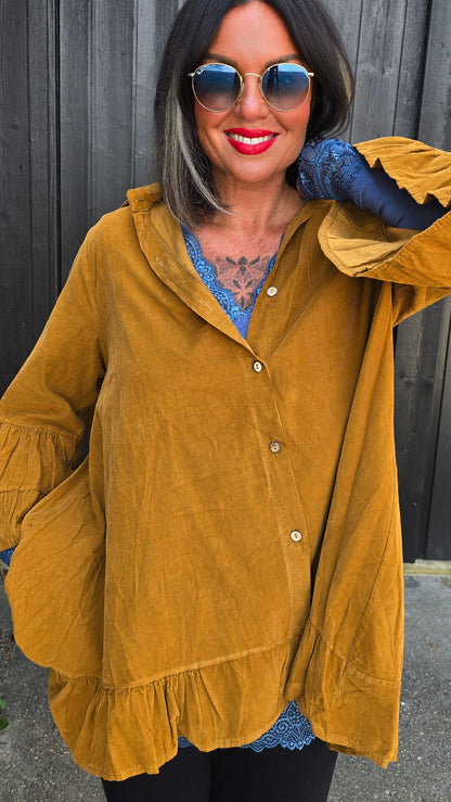 Stacy minicord skjorte mustard