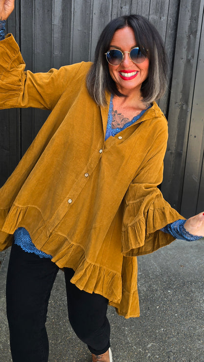Stacy minicord skjorte mustard