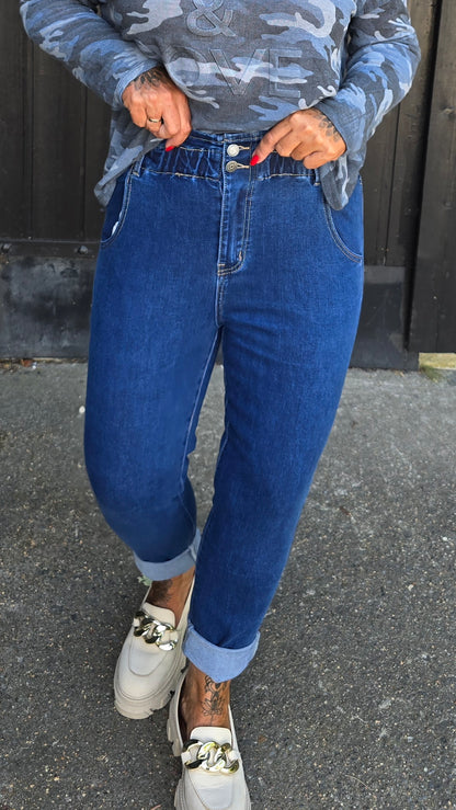 Tina jeans mørkblå med strikk