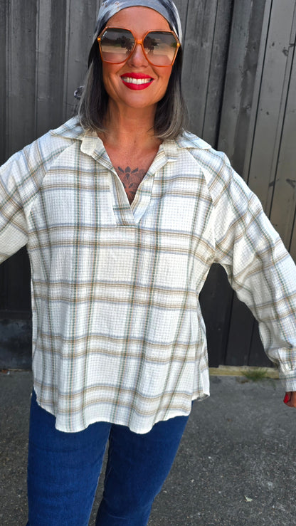 Lone bluse med ruter