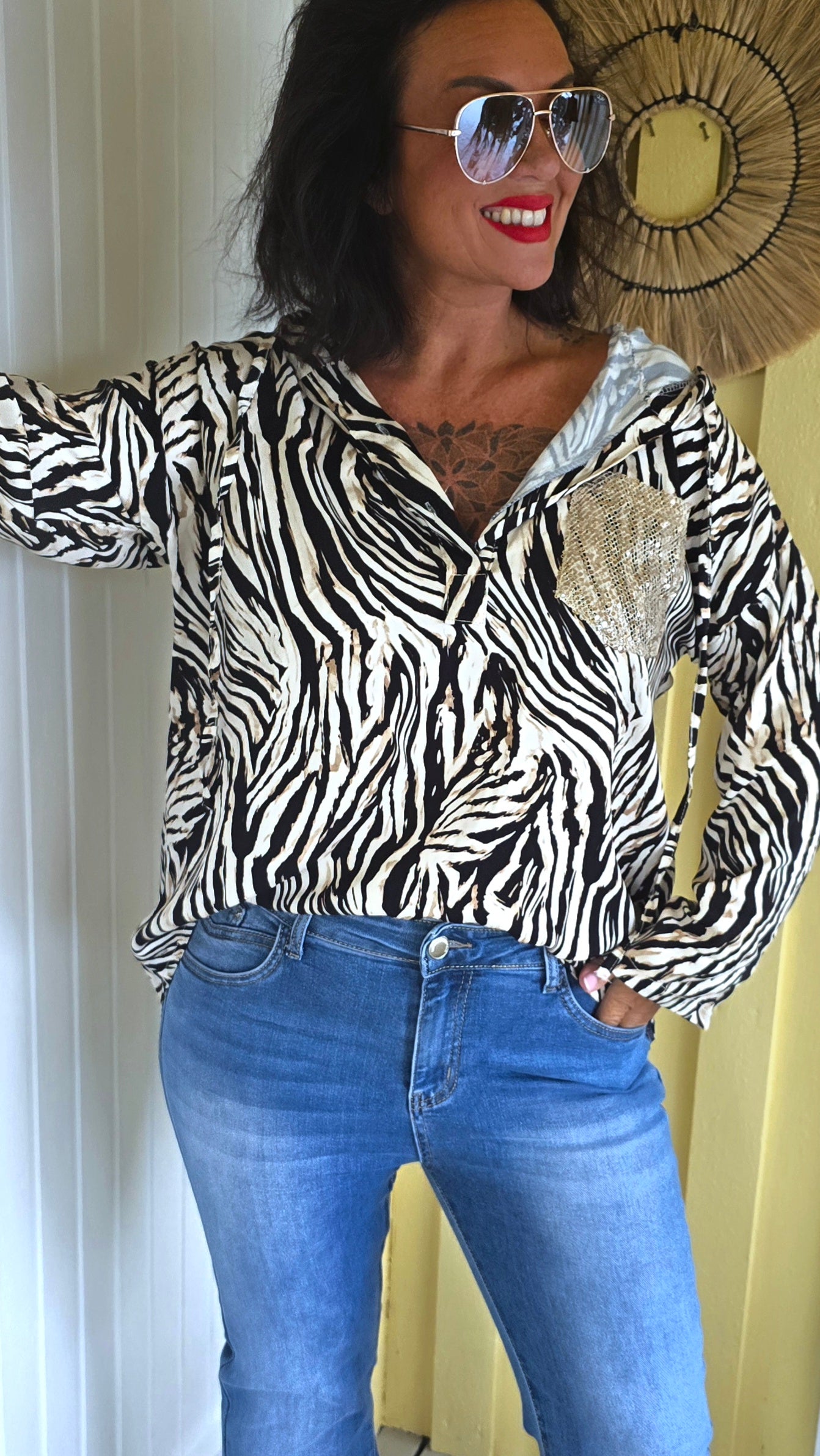 Aurora zebra hette bluse