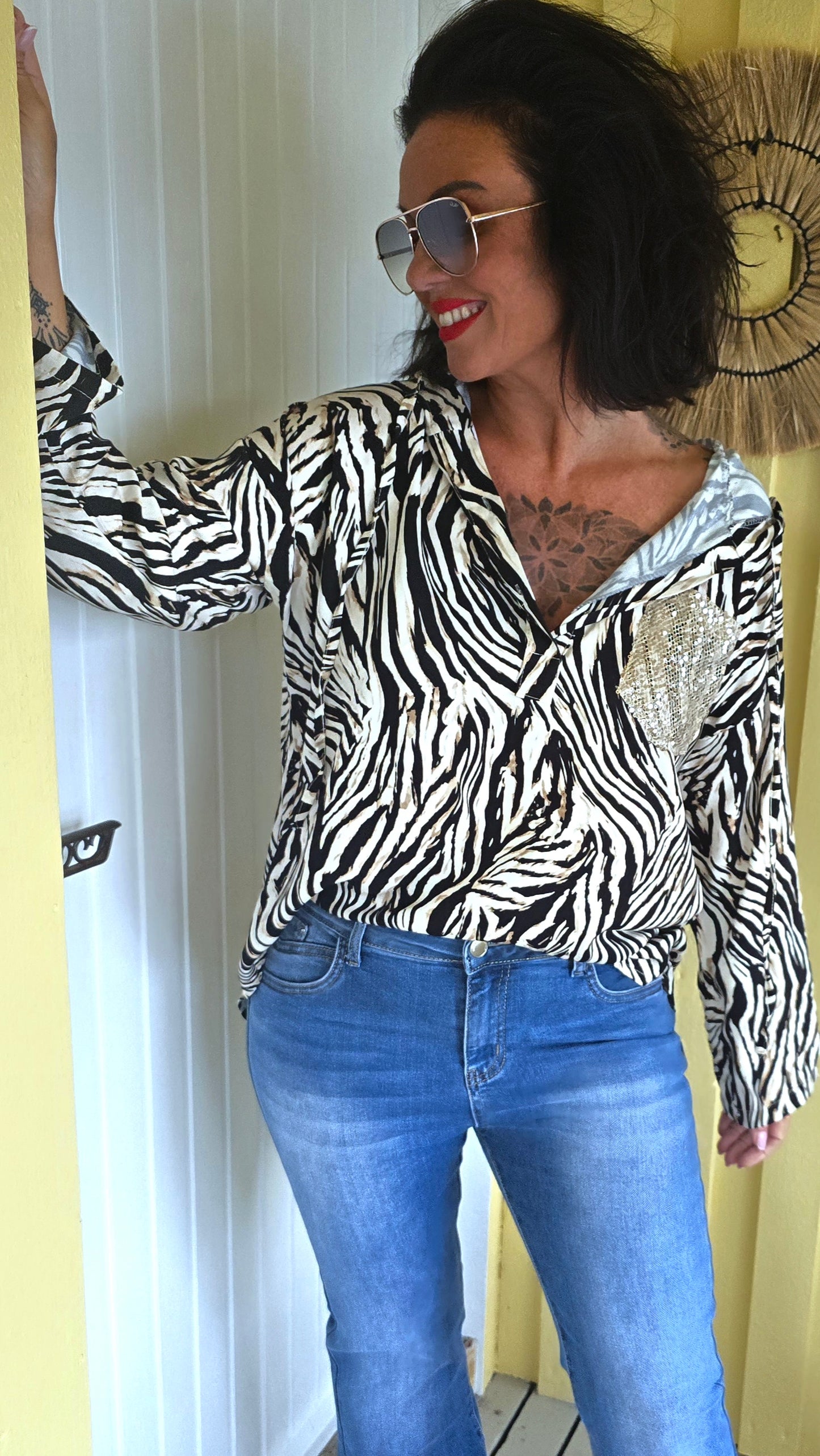 Aurora zebra hette bluse