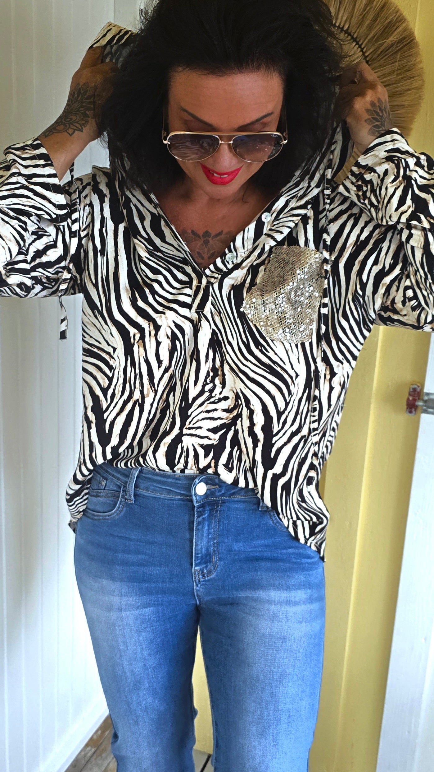 Aurora zebra hette bluse