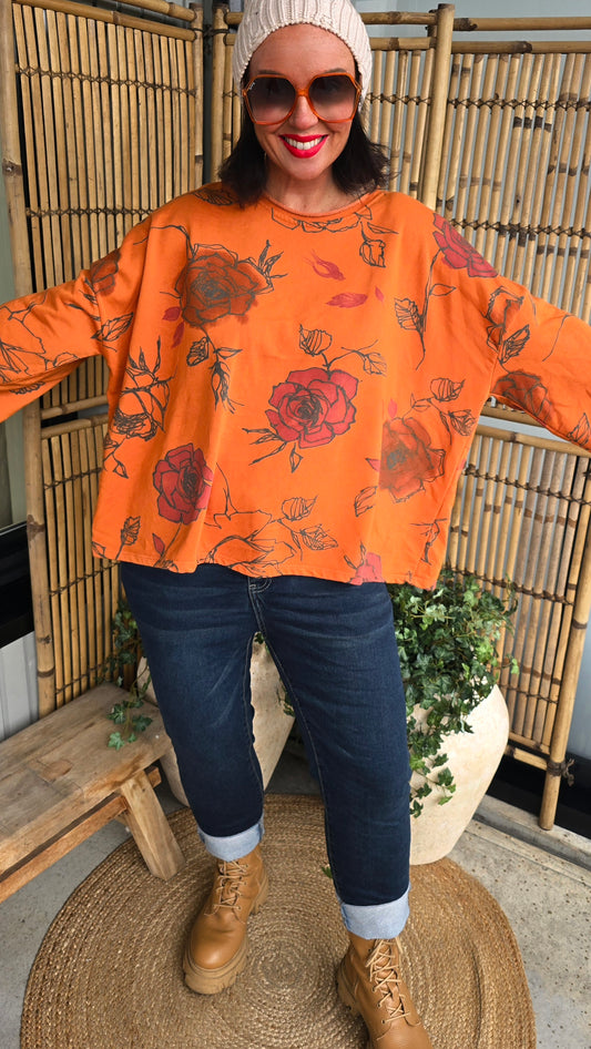Hanna topp med blomster rust