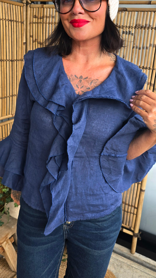 Frida lin skjortebluse navy