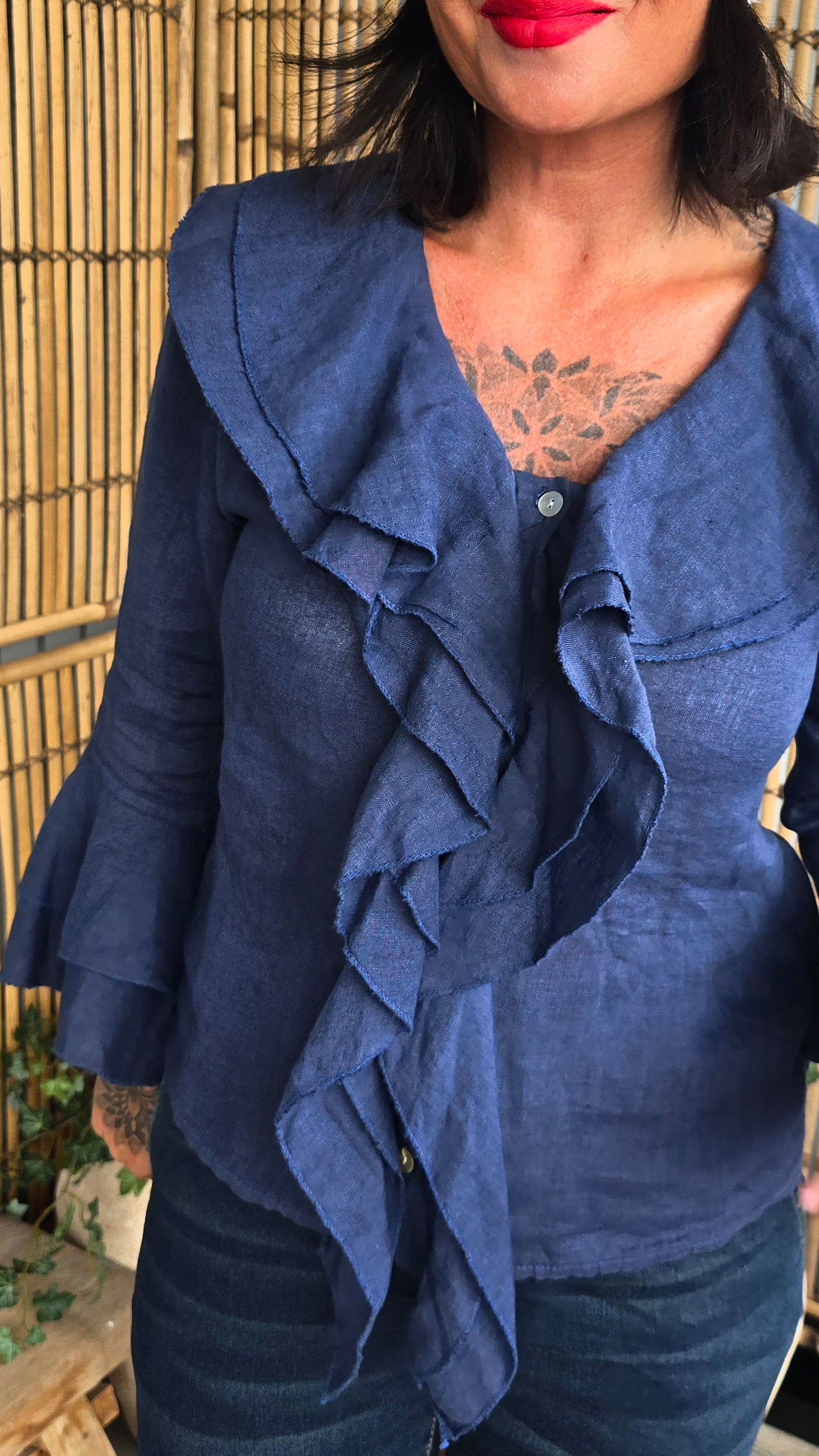 Frida lin skjortebluse navy