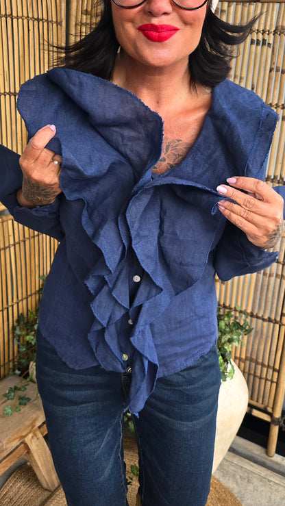 Frida lin skjortebluse navy