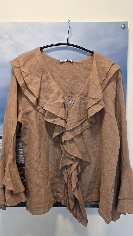 Frida lin skjortebluse camel