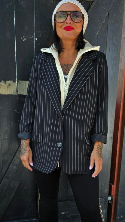 Linda hoodie blazer jakke med striper