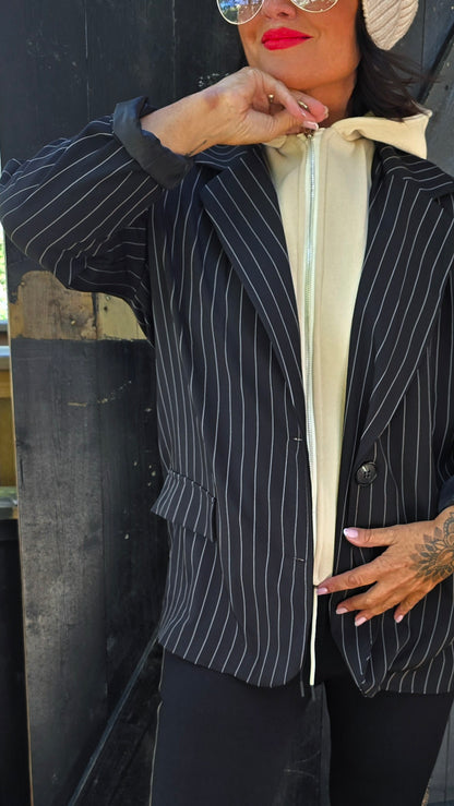 Linda hoodie blazer jakke med striper